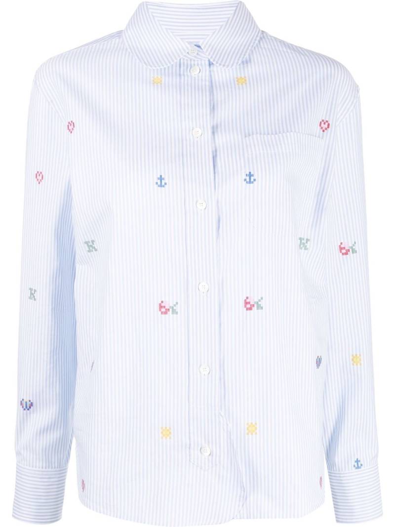 Kenzo Pixel-print striped shirt - Blue von Kenzo