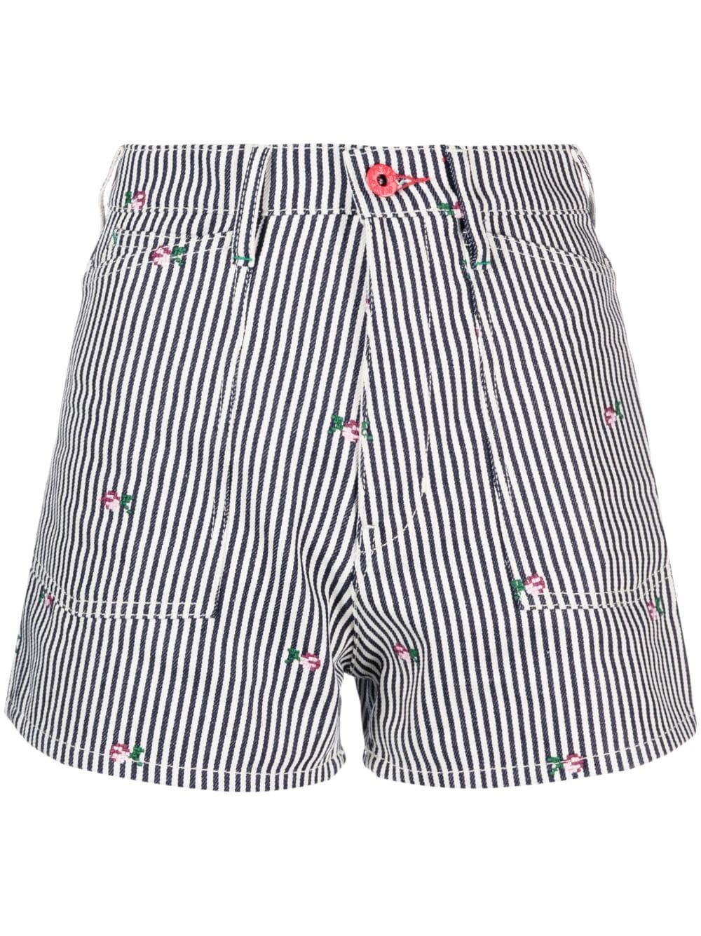 Kenzo striped embroidered high-waisted shorts - White von Kenzo