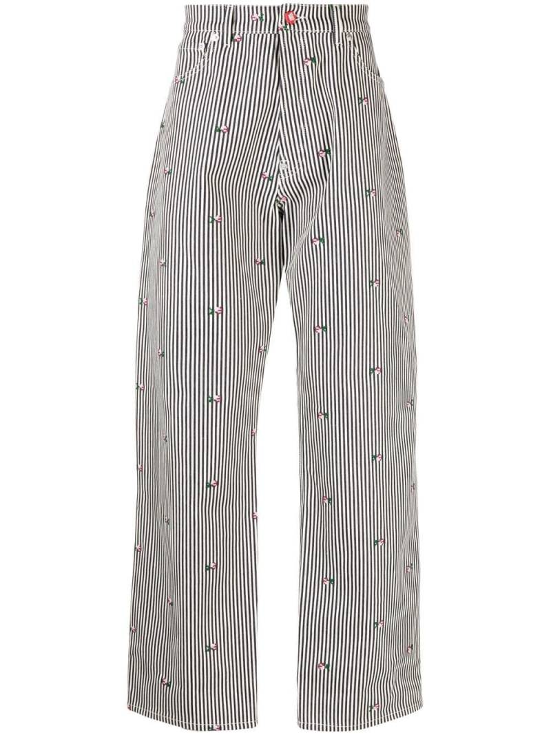 Kenzo Blue Striped Floral Print Straight Leg Jeans von Kenzo