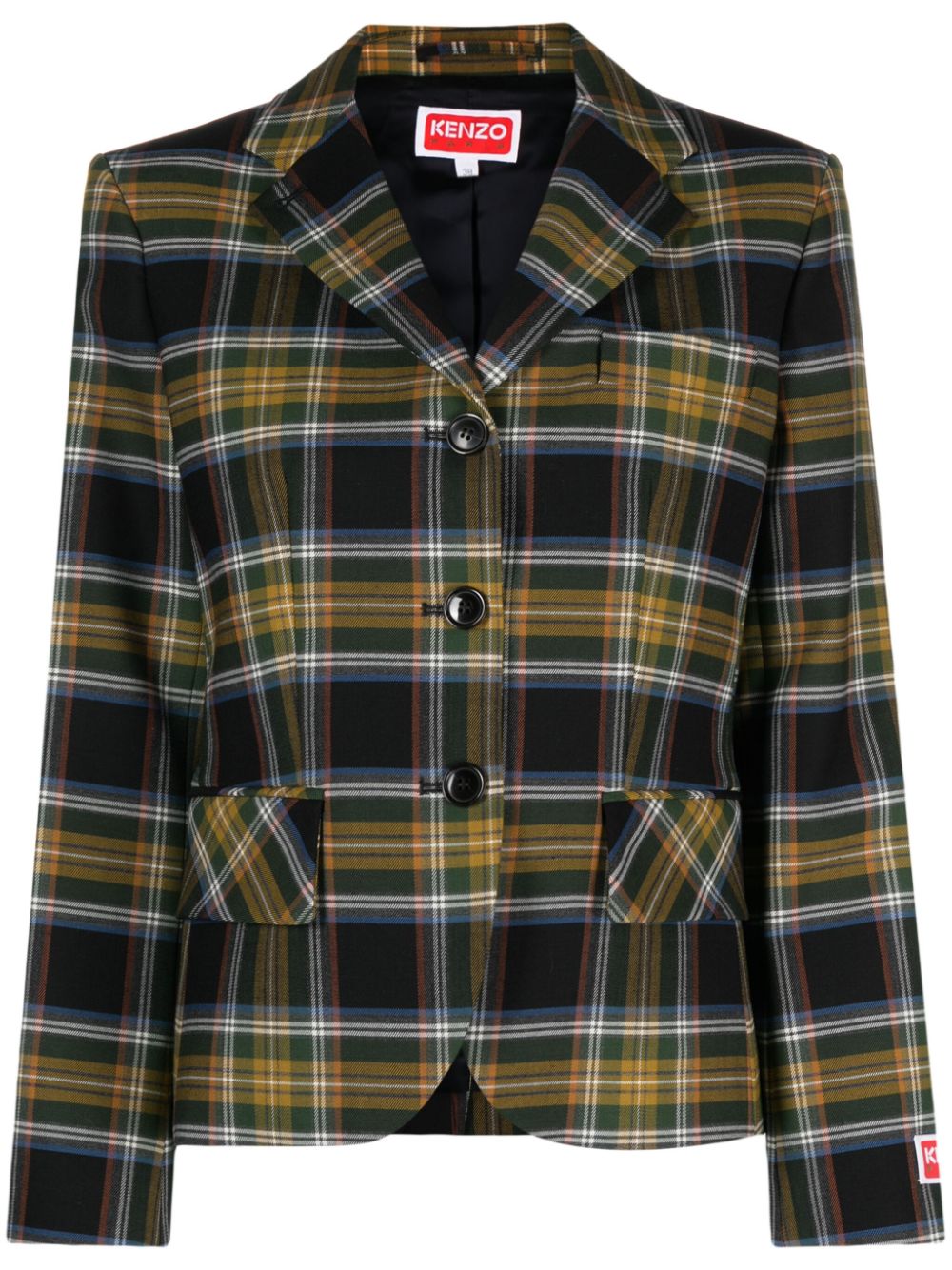 Kenzo tartan-check single-breasted blazer - Yellow von Kenzo