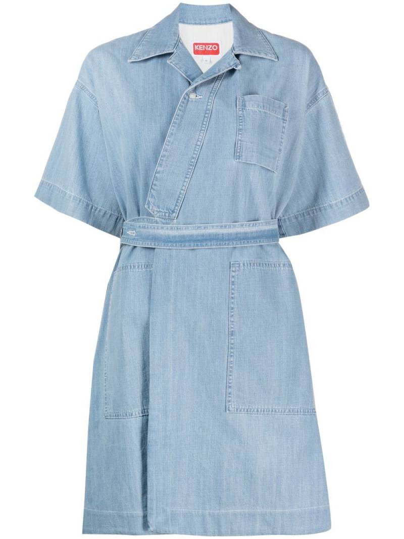 Kenzo tied-waist denim wrap dress - Blue von Kenzo