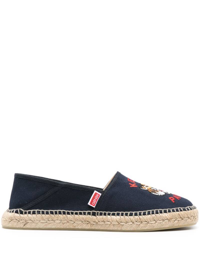 Kenzo tiger embroidered cotton espadrilles - Blue von Kenzo