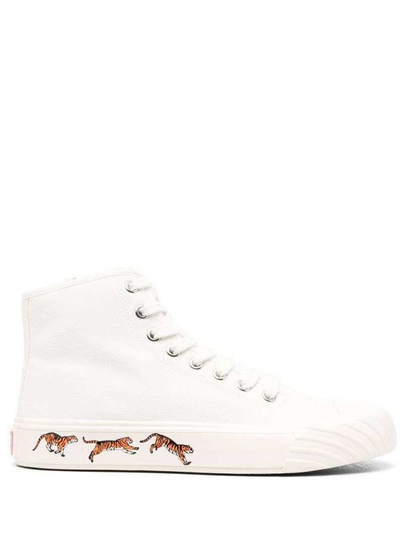 Kenzo tiger-print lace-up sneakers - White von Kenzo