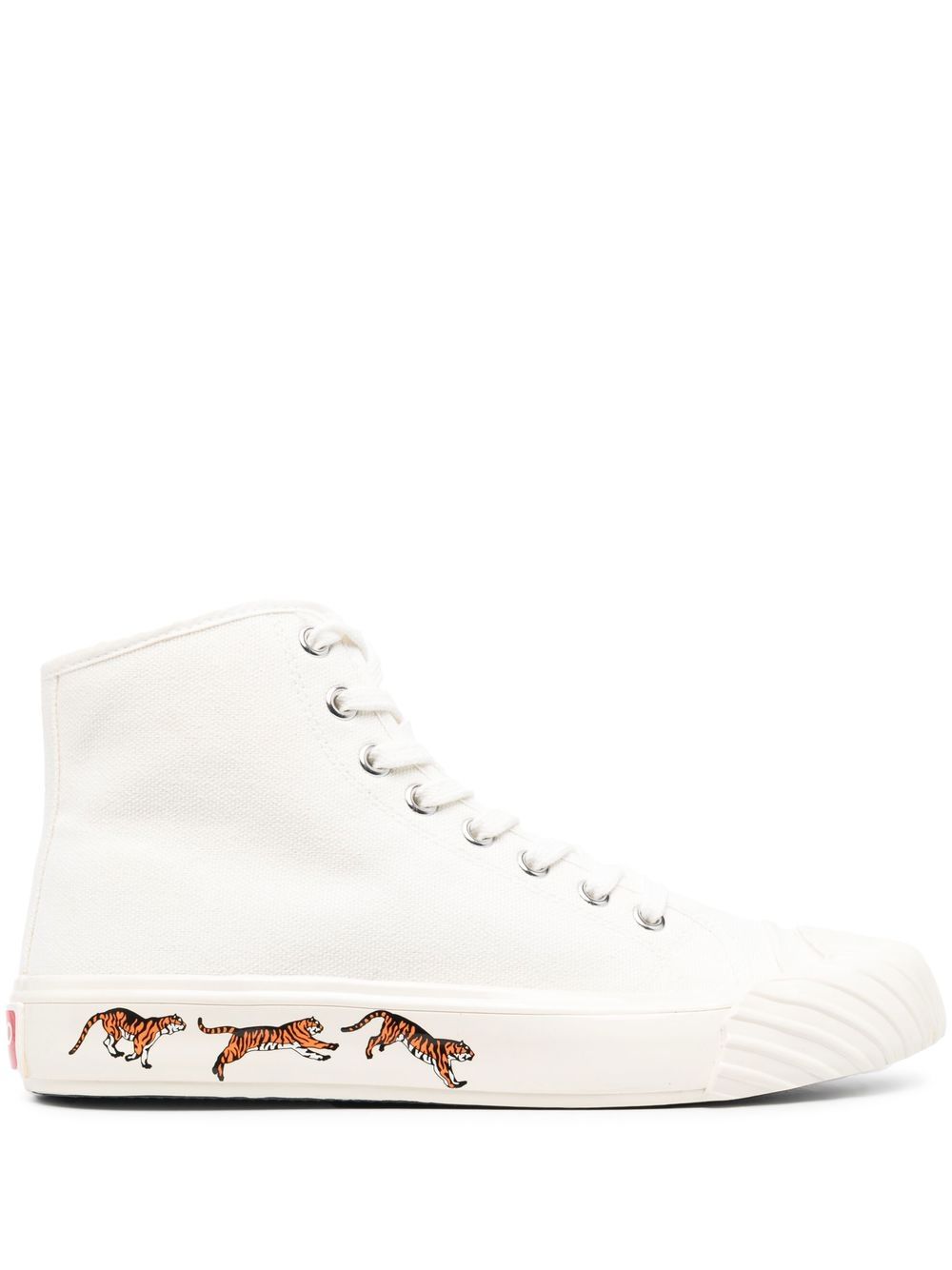 Kenzo tiger-print lace-up sneakers - White von Kenzo