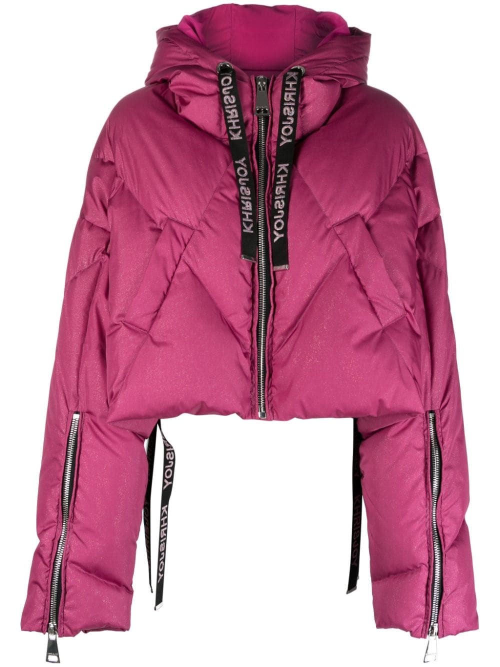 Khrisjoy diamond-quilted glitter puffer jacket - Pink von Khrisjoy
