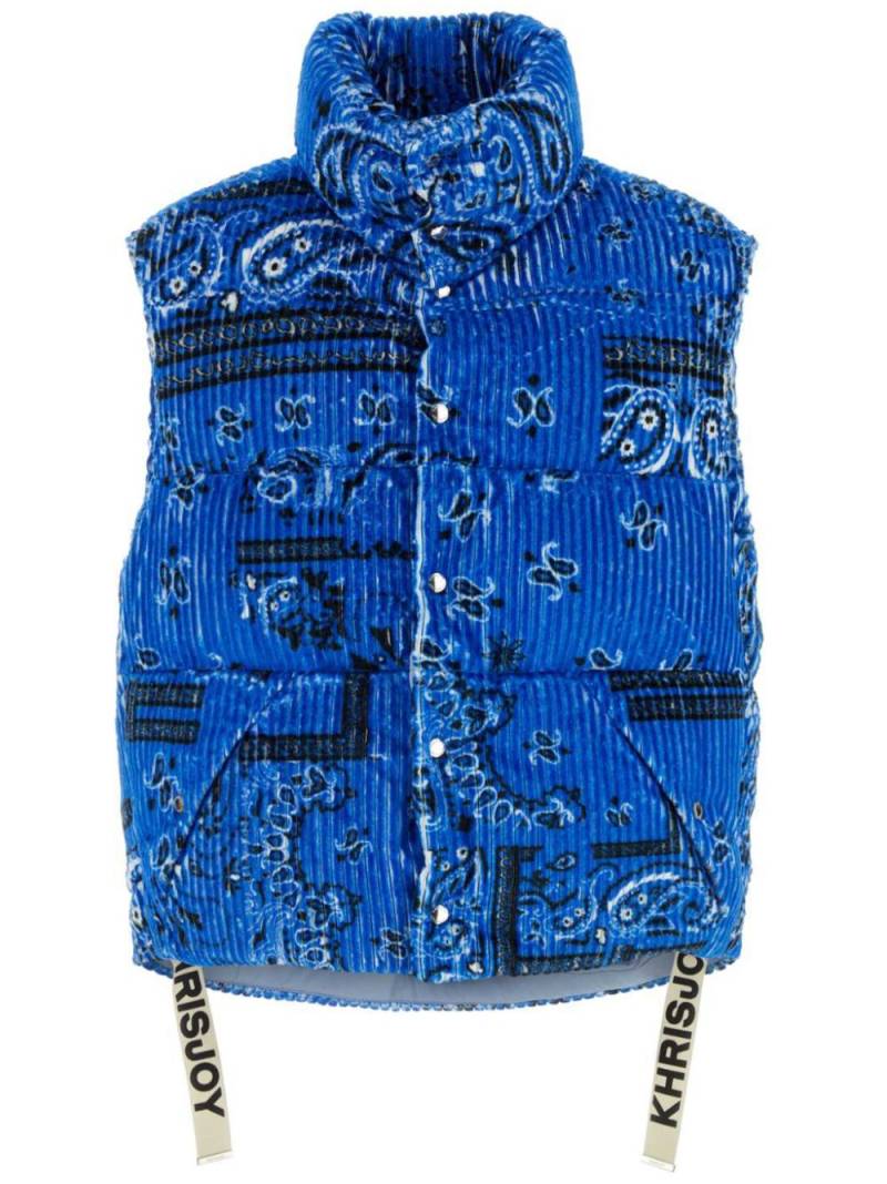 Khrisjoy paisley-print corduroy padded gilet - Blue von Khrisjoy