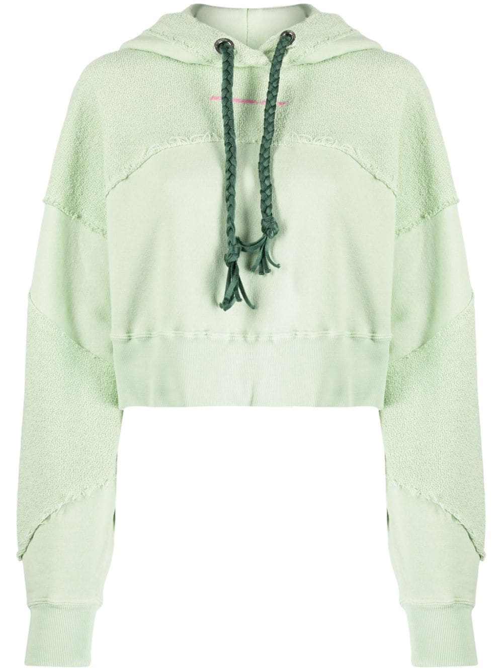 Khrisjoy panelled cropped cotton hoodie - Green von Khrisjoy
