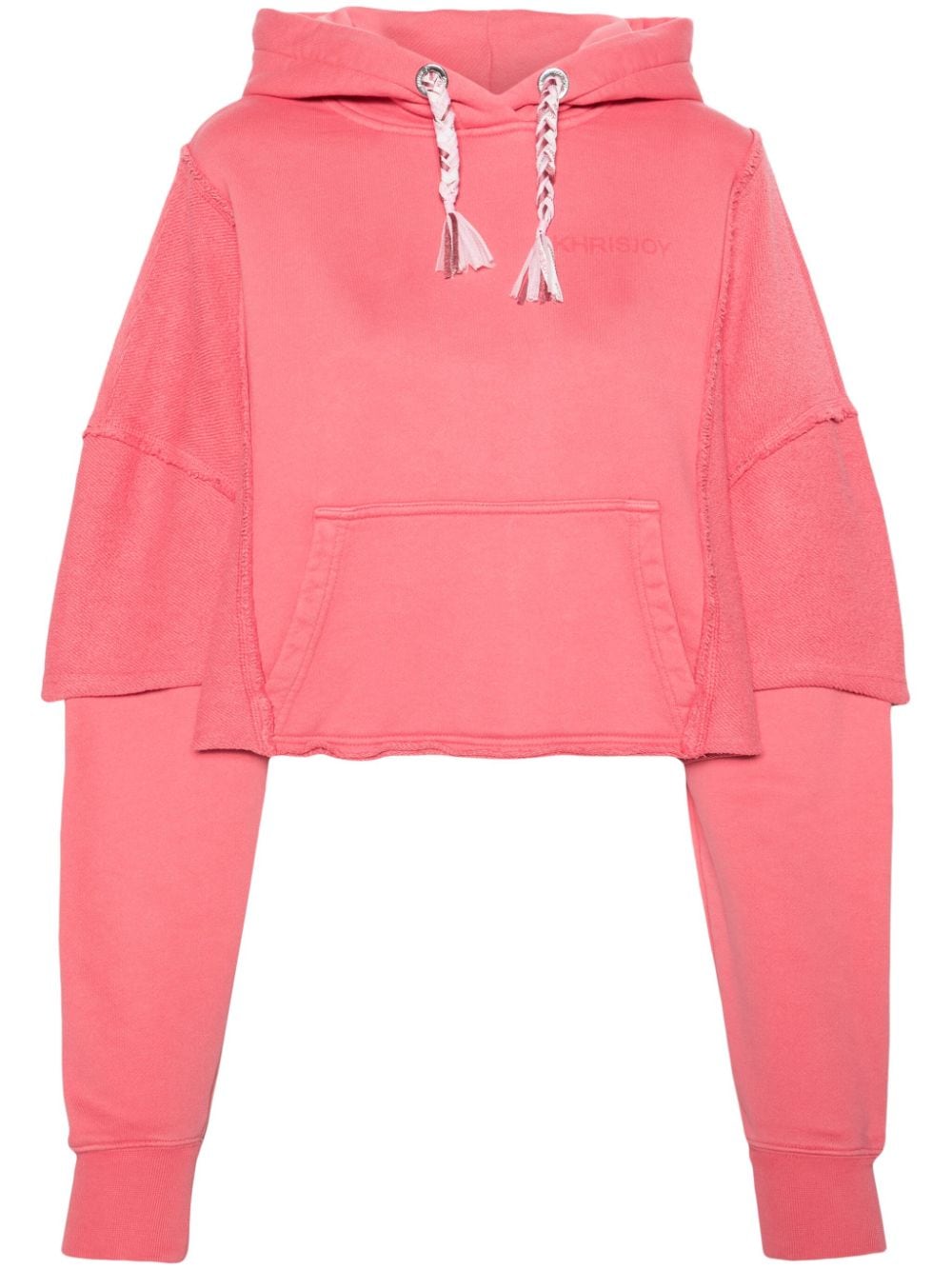 Khrisjoy patchwork cropped cotton hoodie - Pink von Khrisjoy
