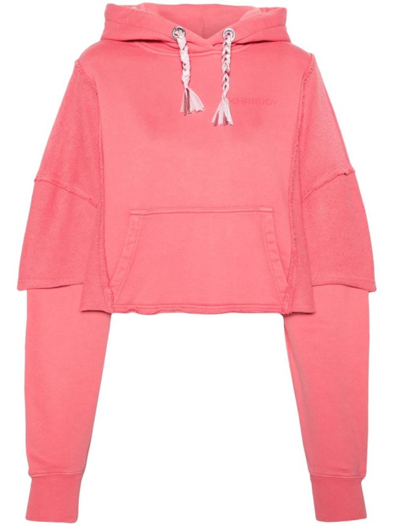 Khrisjoy patchwork cropped cotton hoodie - Pink von Khrisjoy