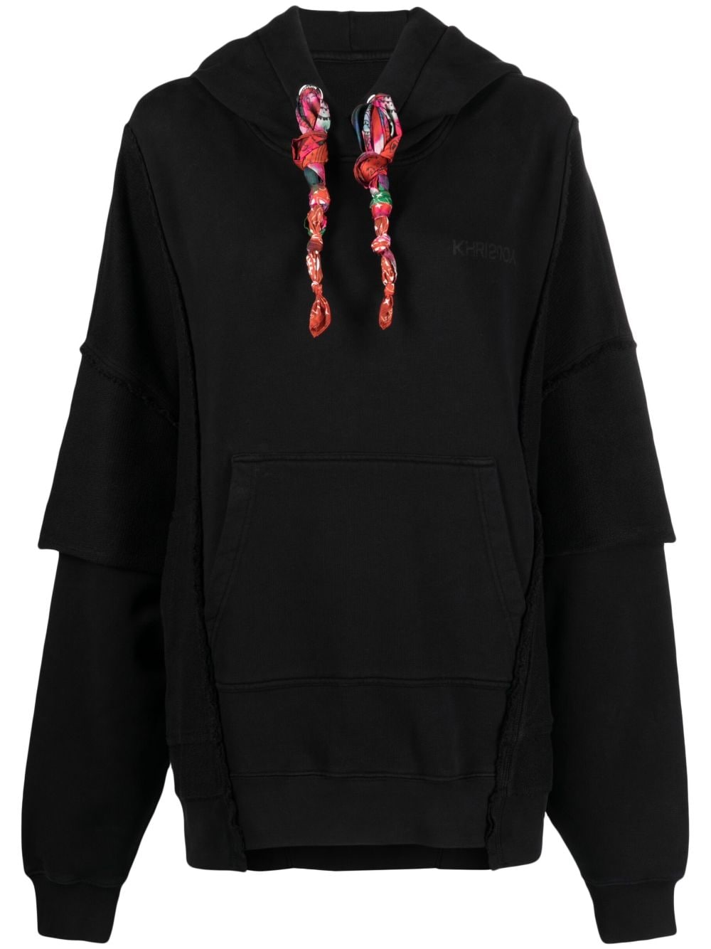 Khrisjoy towelling-finish panelled cotton hoodie - Black von Khrisjoy