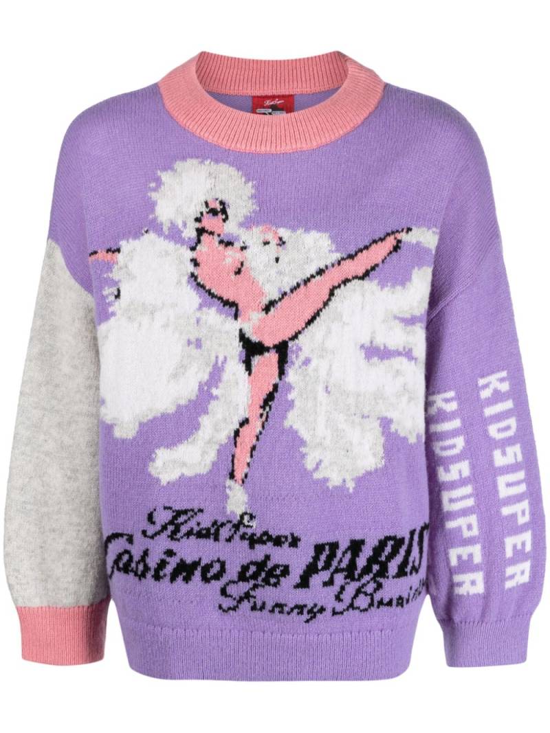 KidSuper Funny Business intarsia-knit wool jumper - Purple von KidSuper