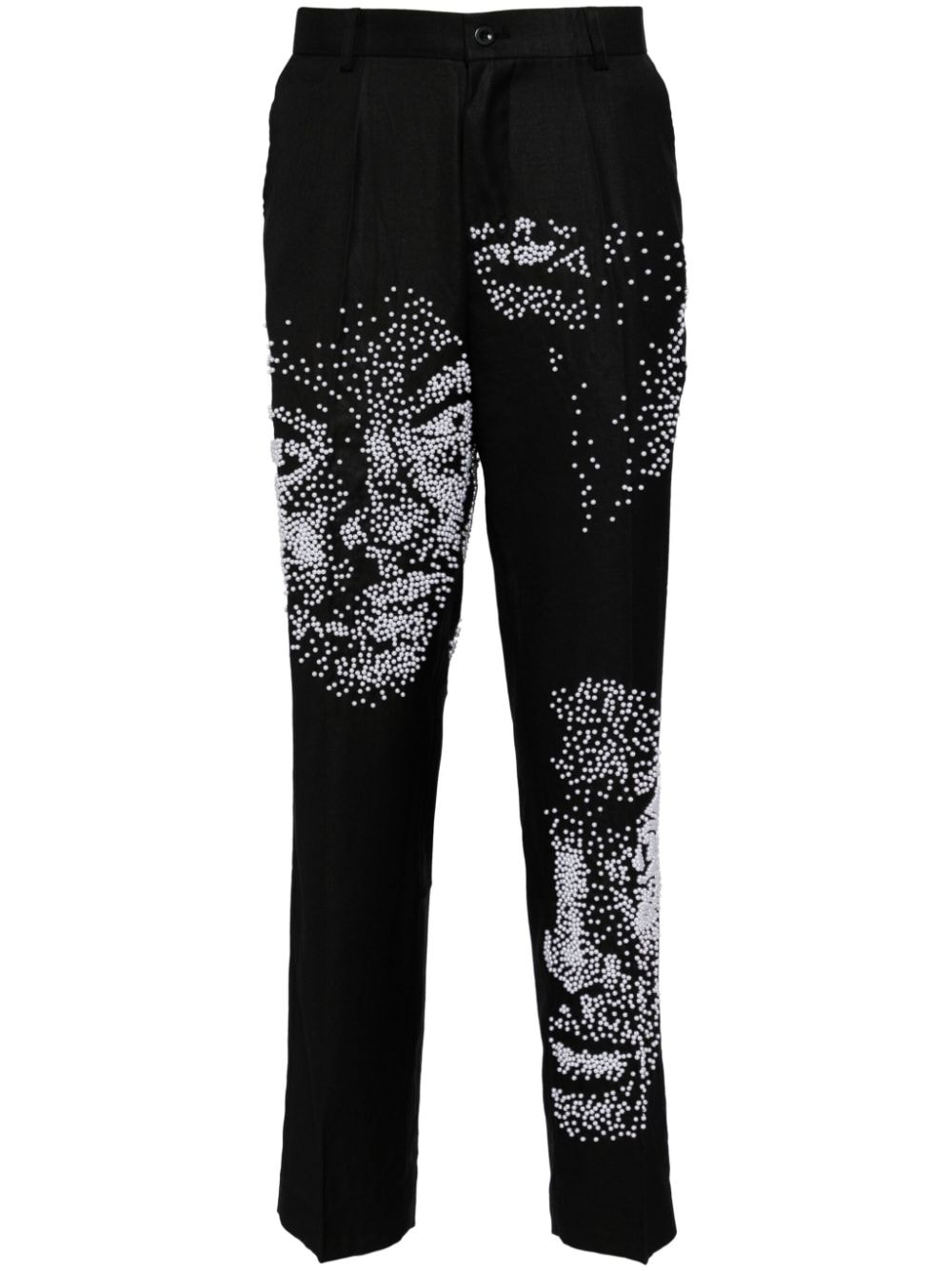 KidSuper faux-pearl embellishment straight leg trousers - Black von KidSuper