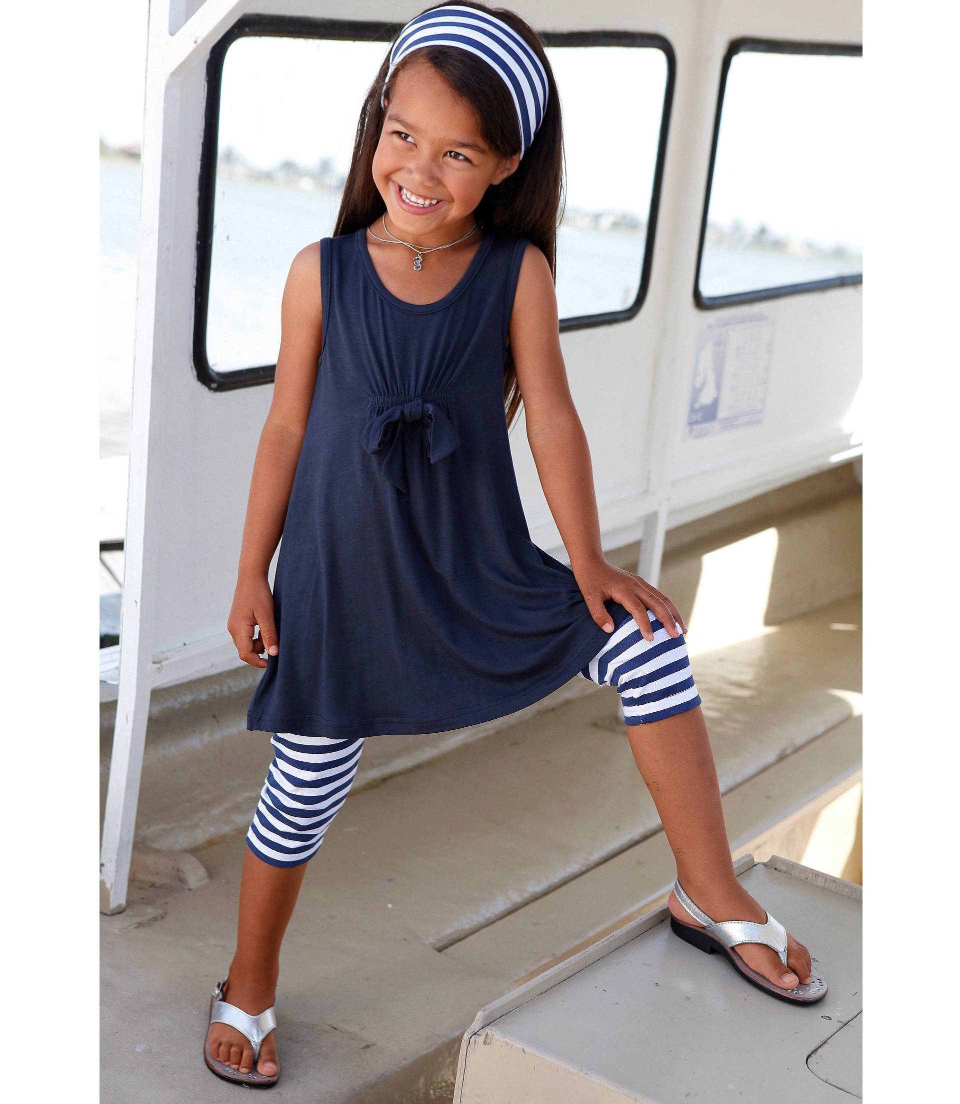 KIDSWORLD Kleid, Leggings & Haarband »3tlg. Set:«, Capri und Haarband maritim geringelt von KIDSWORLD