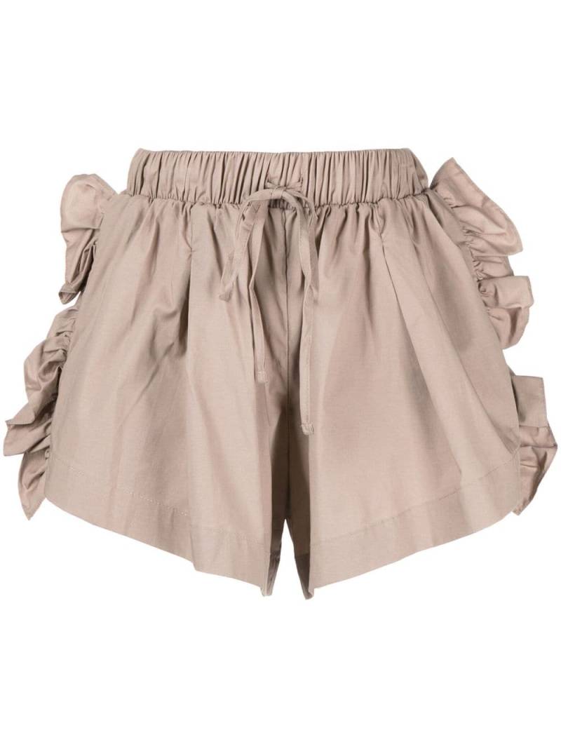 Kika Vargas ruffled drawstring shorts - Brown von Kika Vargas