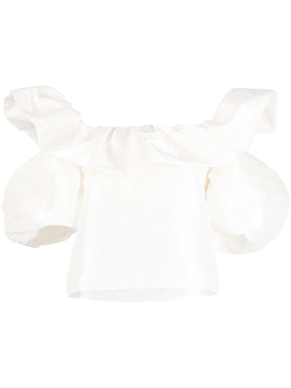 Kika Vargas ruffled shoulder cut-out top - White von Kika Vargas