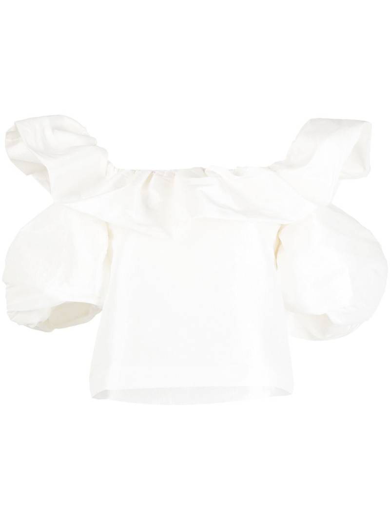 Kika Vargas ruffled shoulder cut-out top - White von Kika Vargas