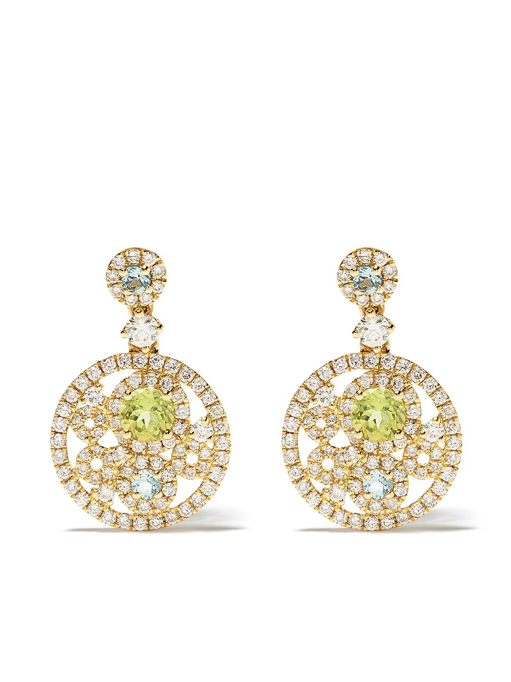 Kiki McDonough 18kt yellow gold Bubbles peridot, blue topaz and diamond drop earrings von Kiki McDonough