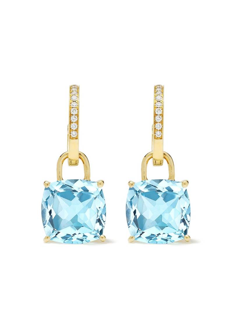 Kiki McDonough 18kt yellow gold cushion cut blue topaz and diamond detachable hoop earrings von Kiki McDonough