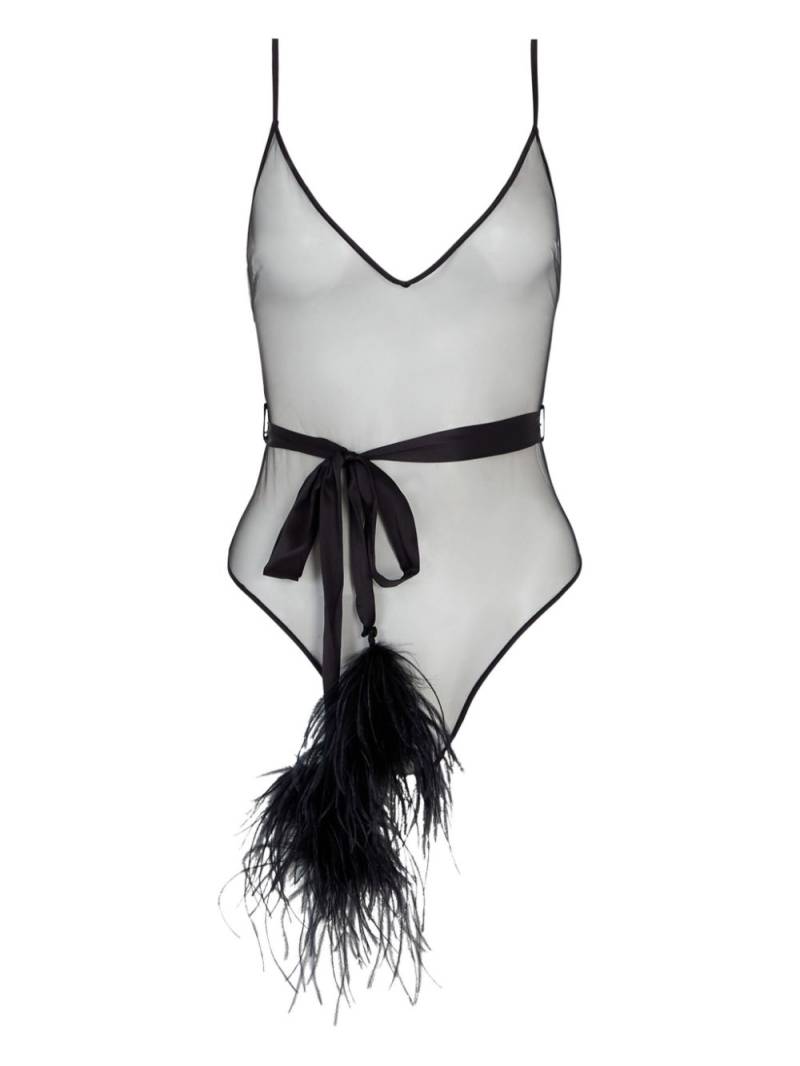 Kiki de Montparnasse Dita feather bodysuit - Black von Kiki de Montparnasse