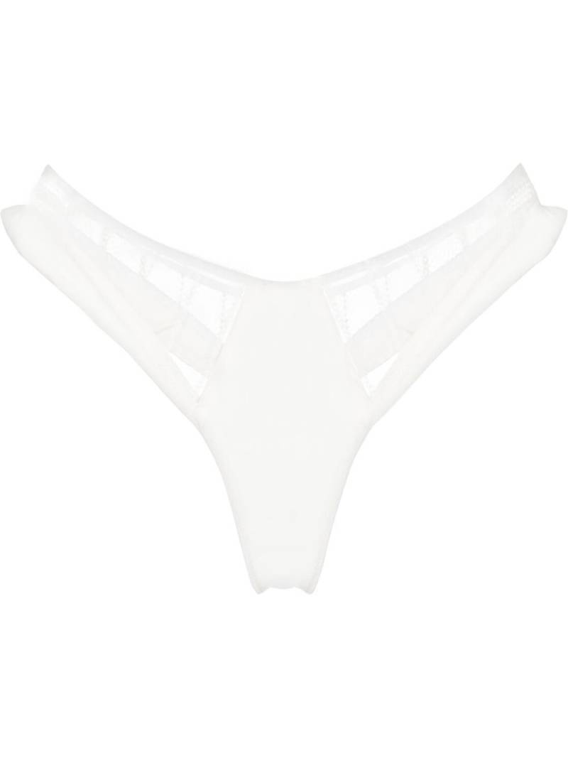 Kiki de Montparnasse Muse striped lace thong - White von Kiki de Montparnasse