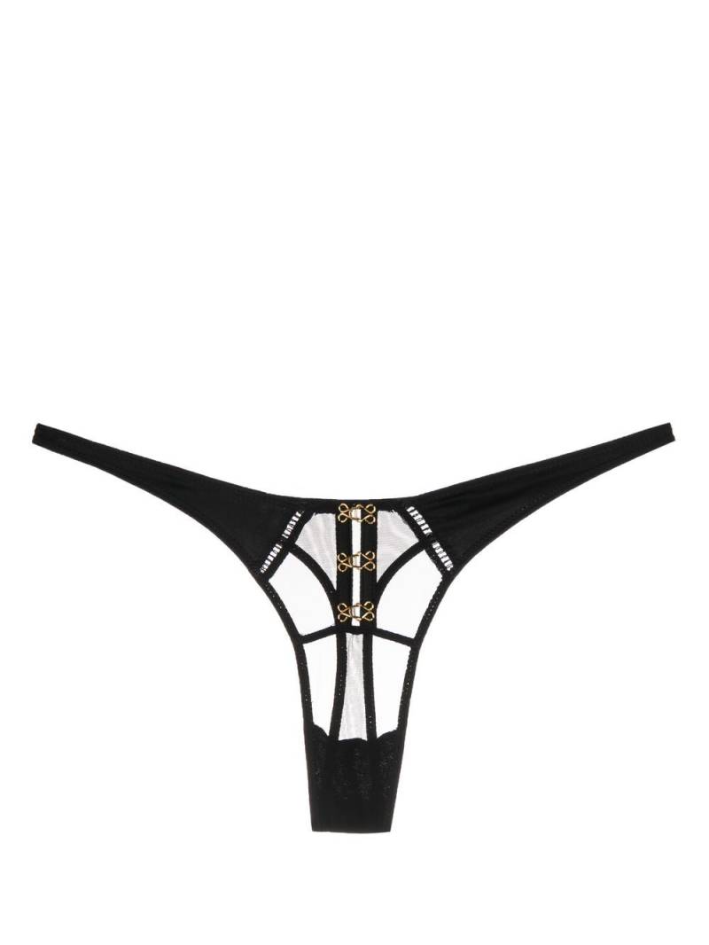 Kiki de Montparnasse Temptress silk charmeuse thong - Black von Kiki de Montparnasse