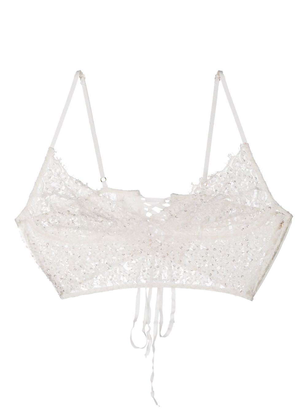 Kiki de Montparnasse beaded lace longline bra - White von Kiki de Montparnasse