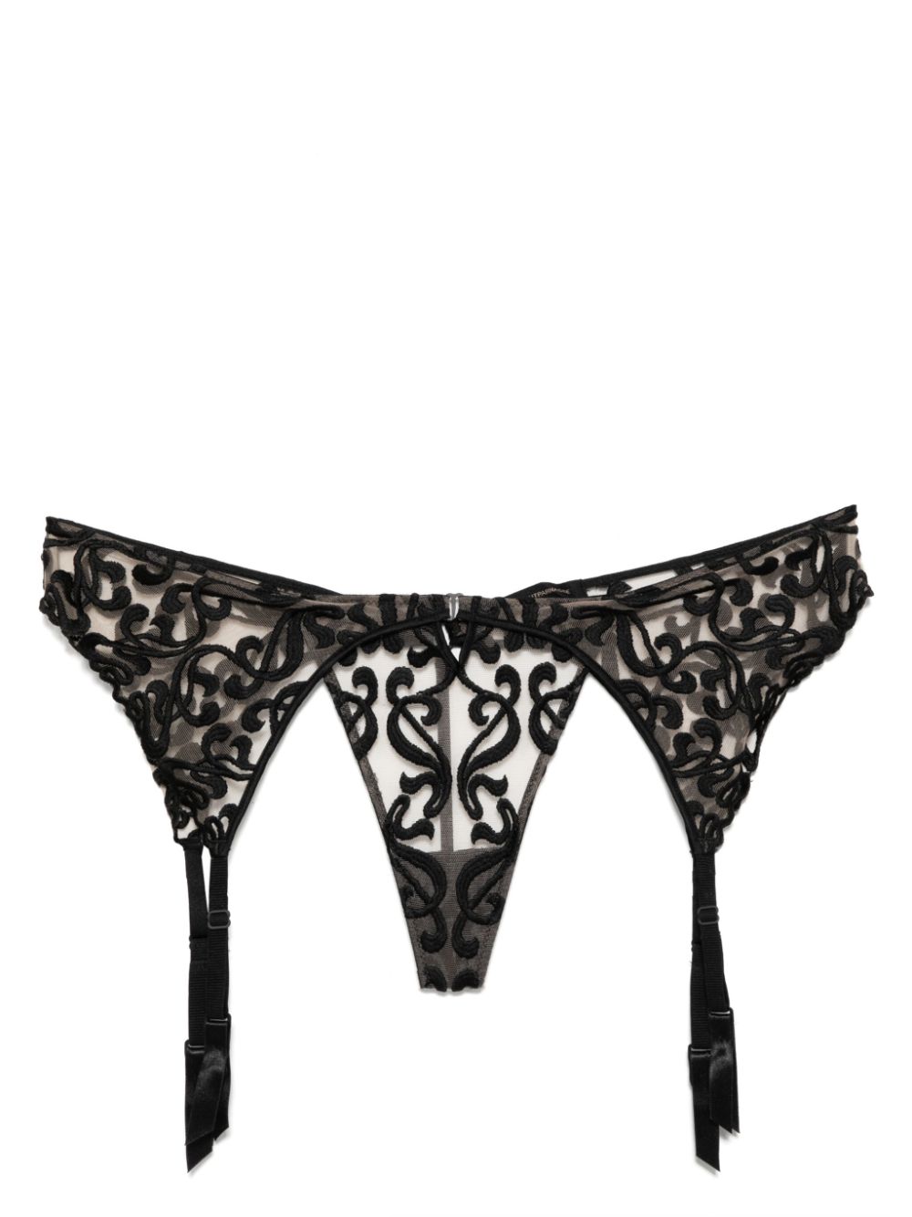 Kiki de Montparnasse graphic embroidery thong - Black von Kiki de Montparnasse