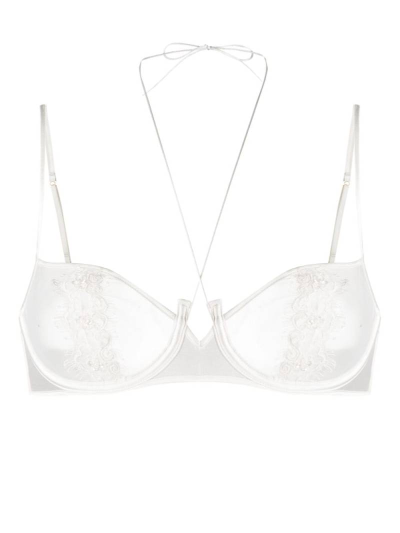 Kiki de Montparnasse halterneck silk balconette bra - White von Kiki de Montparnasse