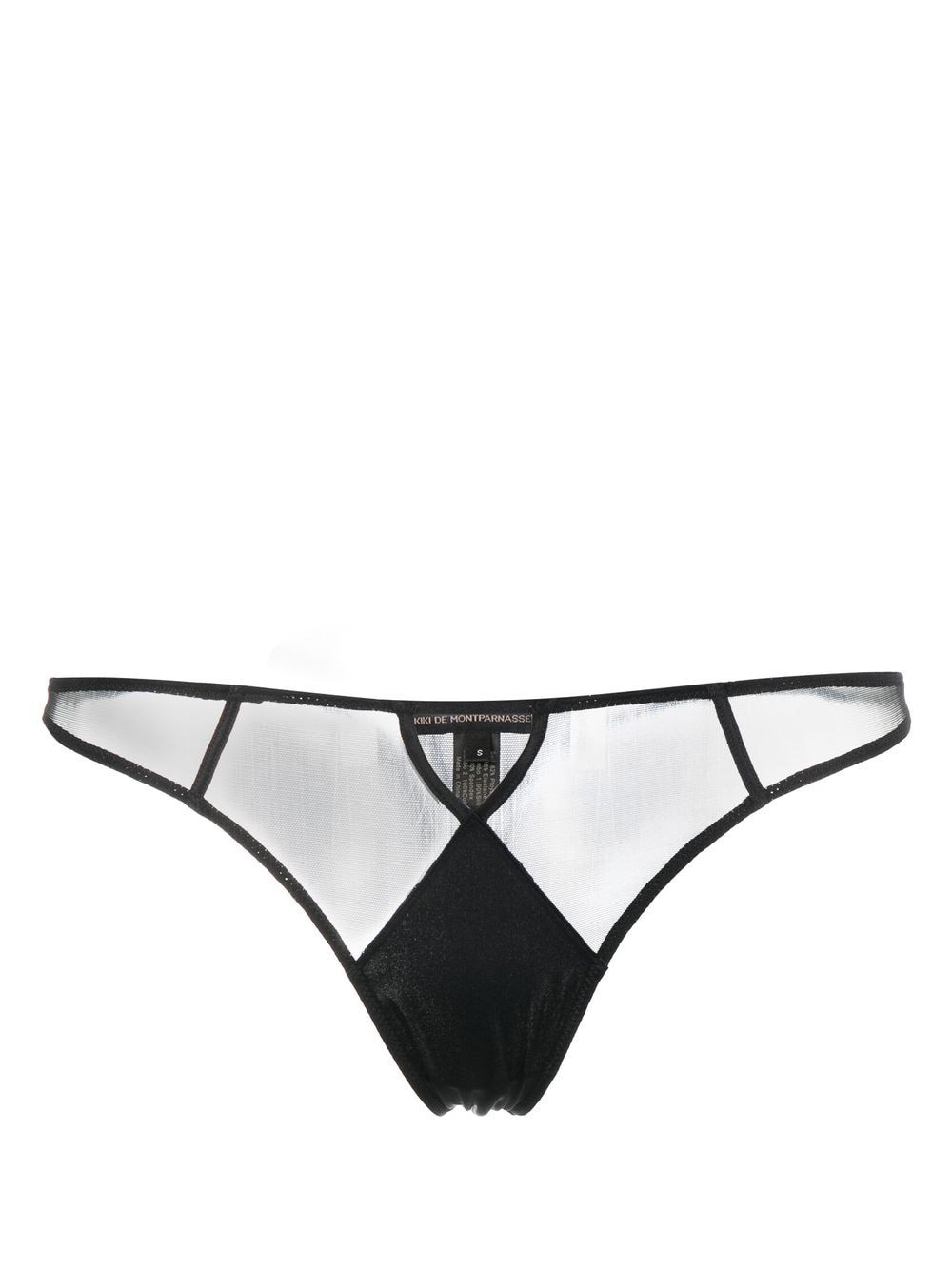 Kiki de Montparnasse Minimaliste sheer-panelled thong - Black von Kiki de Montparnasse