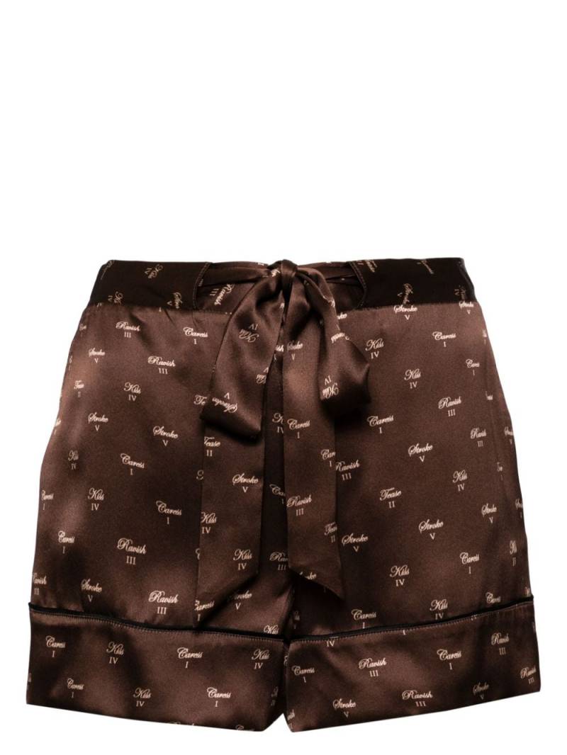 Kiki de Montparnasse silk tie-up pyjama shorts - Brown von Kiki de Montparnasse