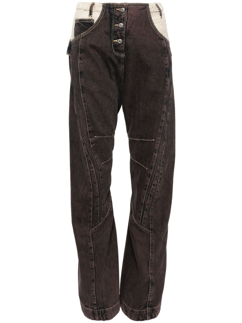 Kiko Kostadinov patchwork-design jeans - Brown von Kiko Kostadinov