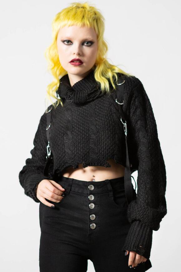 Killstar Crop Strickpullover | Schwarz | Damen  | XS von Killstar