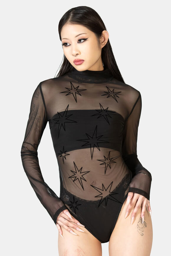 Killstar Mercury Of Celestial Mesh Body | Black | Damen  | XS von Killstar