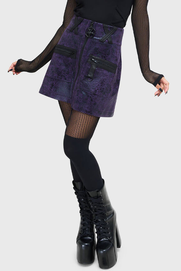 Killstar Nephralia Minirock mit Cracklemuster | Purple + Black | Damen | L Killstar Nephralia Minirock mit Cracklemuster | Purple + Black | Damen | L von Killstar