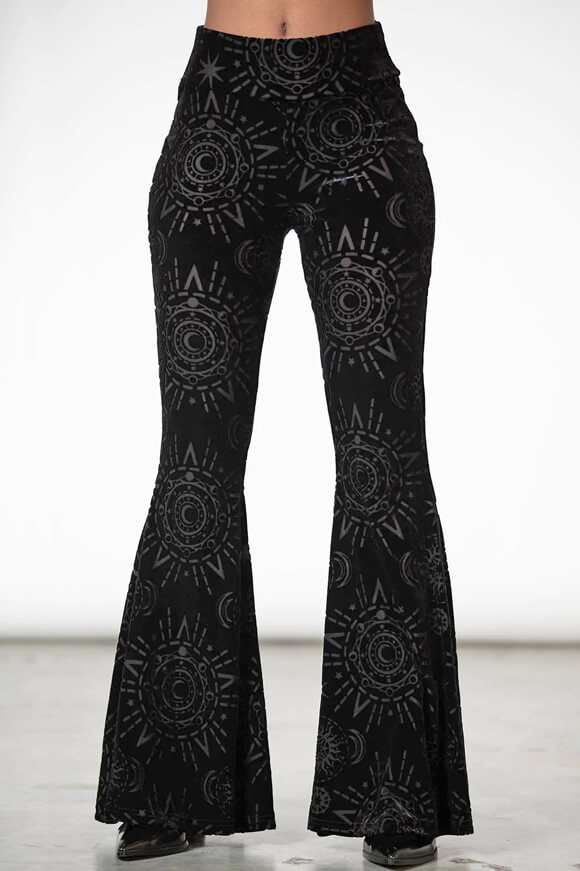 Killstar Samt Bootcut Leggings | Schwarz | Damen  | L von Killstar