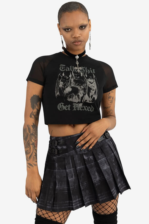 Killstar Talk Shit Crop T-Shirt | Black | Damen  | XS von Killstar