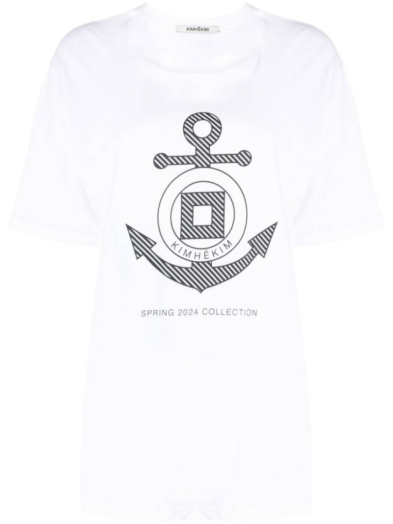 Kimhekim anchor-print cotton T-shirt - White von Kimhekim