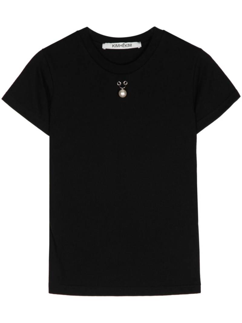 Kimhekim logo-print cotton T-shirt - Black von Kimhekim