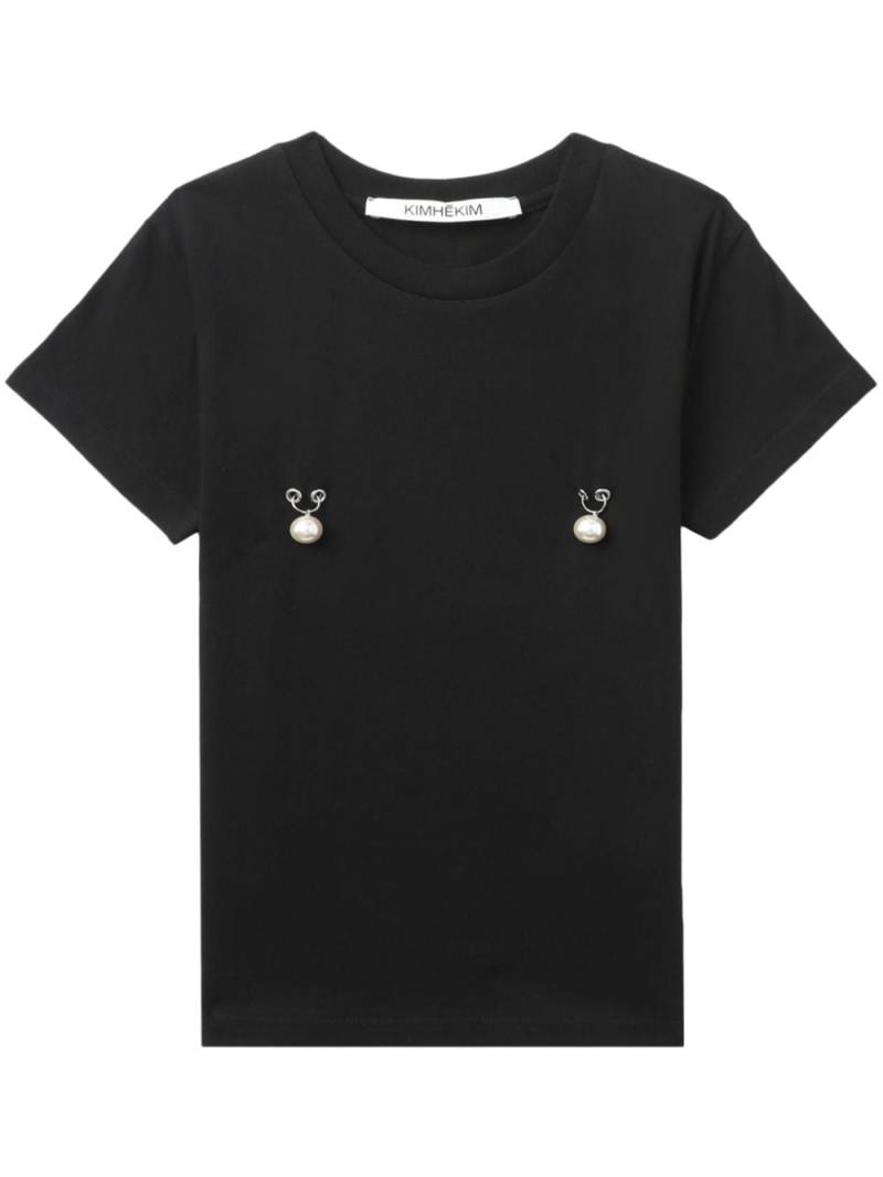 Kimhekim pearl-embellished cotton T-shirt - Black von Kimhekim