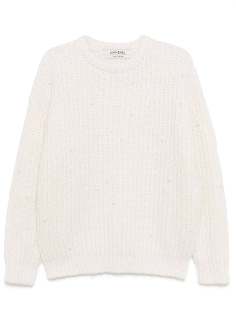 Kimhekim pearl-embellished jumper - Neutrals von Kimhekim