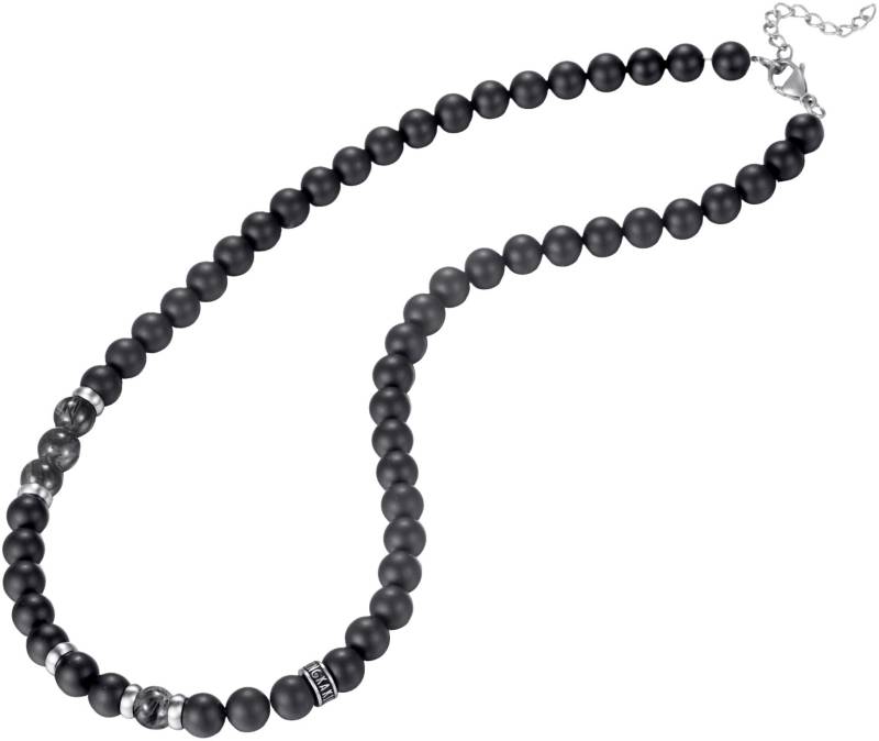 Kingka Perlenkette »Schmuck Geschenk Edelstahl Halsschmuck Halskette, OLN-682SBK-AGTQ«, mit Obsidian - mit Muschelperle von Kingka