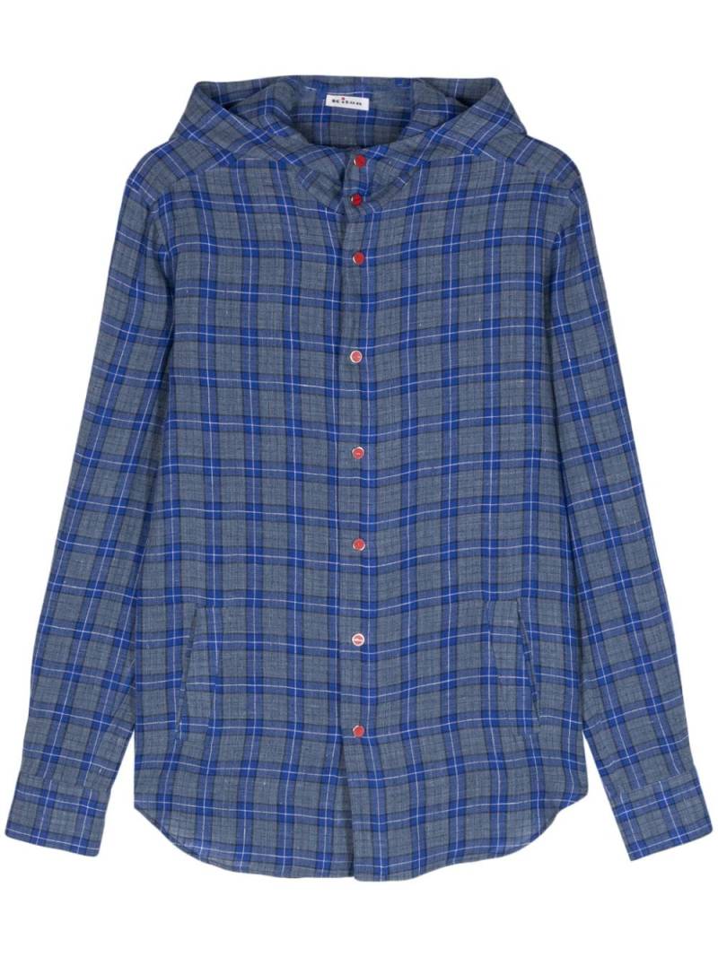 Kiton Mariano checked hooded shirt - Blue von Kiton