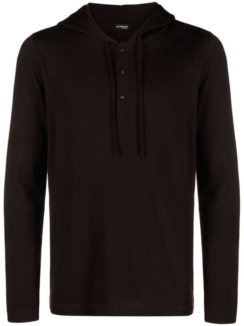 Kiton button-up fine-knit hooded jumper - Brown von Kiton