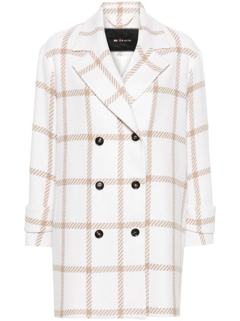 Kiton check-pattern cashmere double-breasted coat - White von Kiton