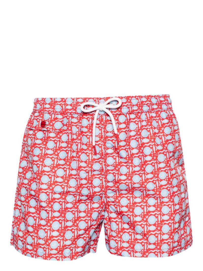 Kiton fish-print swim shorts - Blue von Kiton