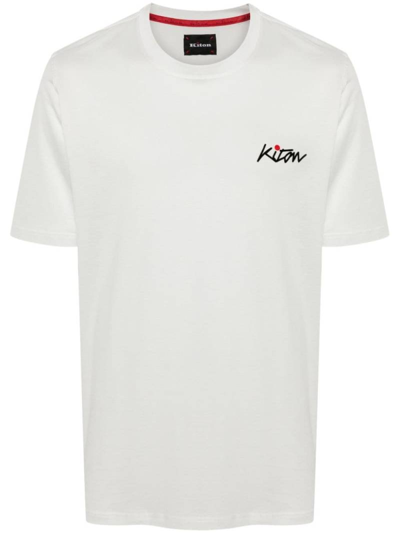 Kiton flocked-logo cotton T-shirt - White von Kiton