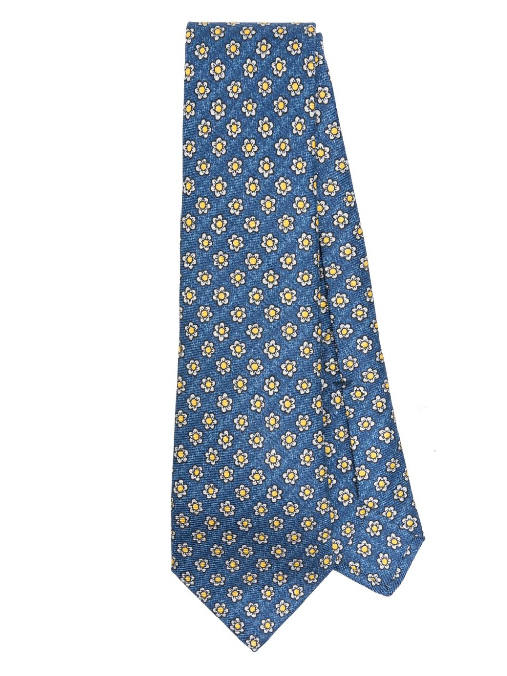 Kiton floral-print silk tie - Blue von Kiton