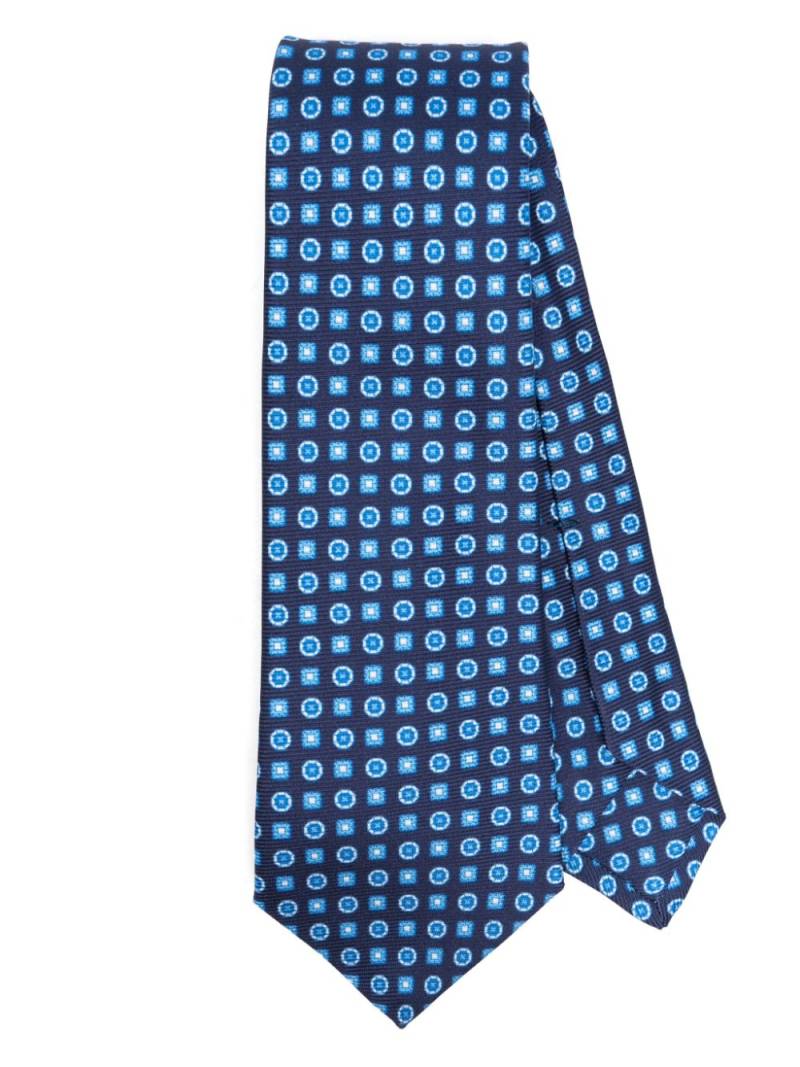 Kiton geometric-print silk tie - Blue von Kiton