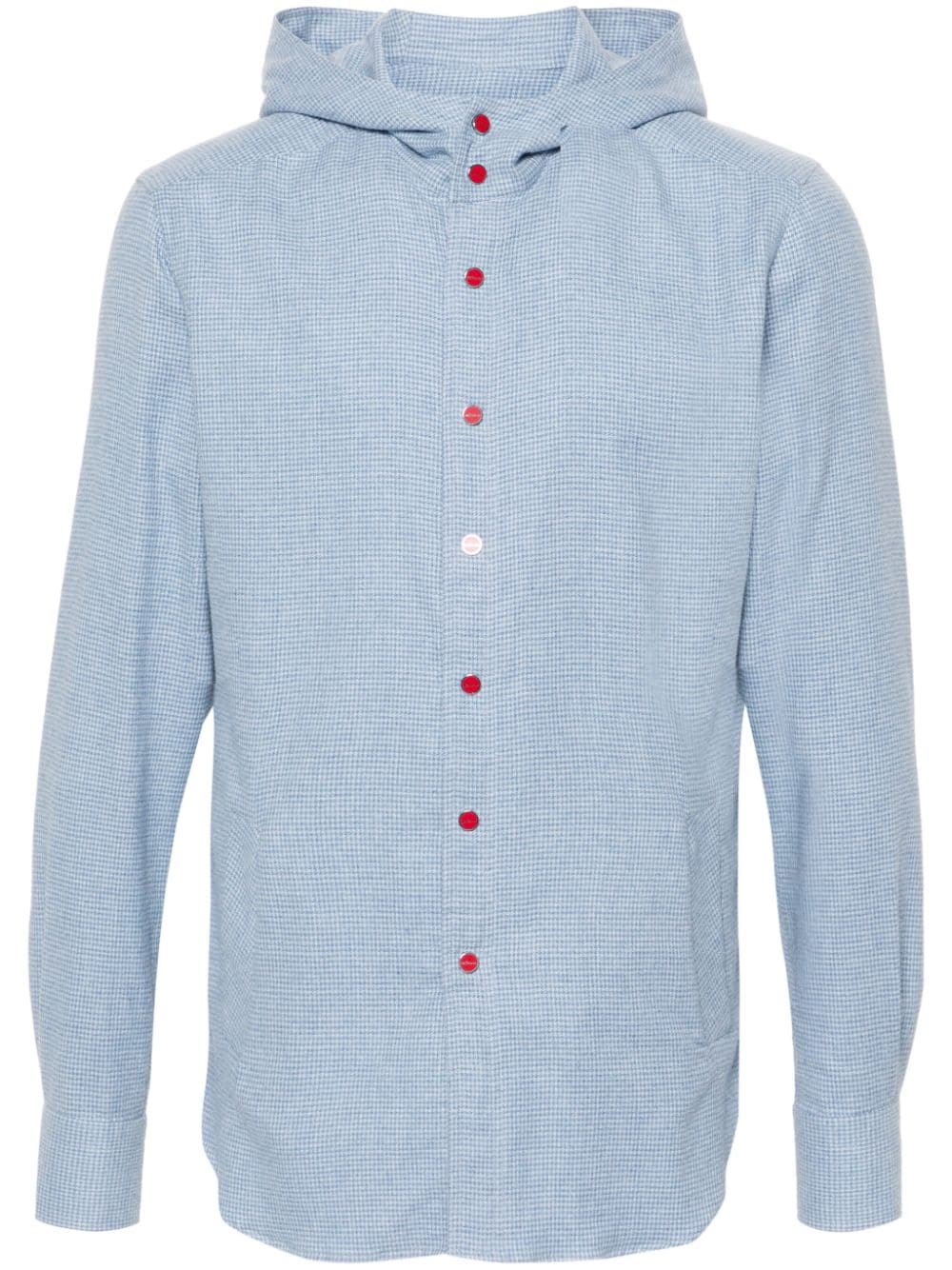 Kiton hooded gingham-check shirt - Blue von Kiton