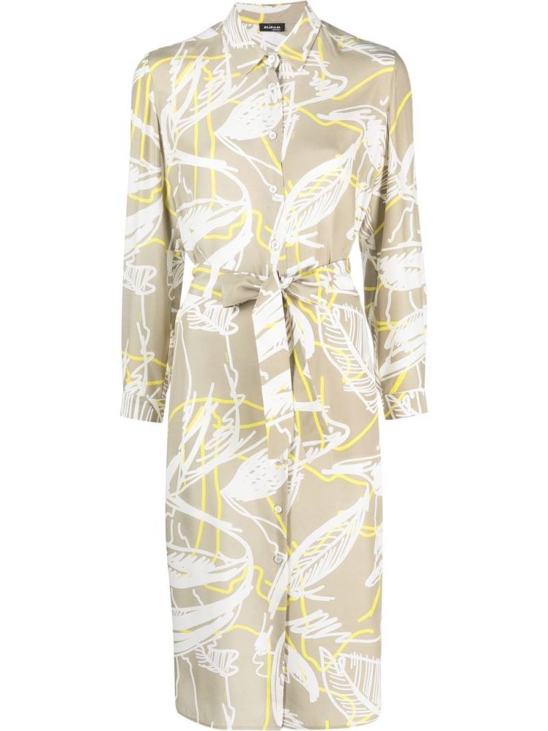 Kiton leaf-print silk midi shirtdress - Neutrals von Kiton